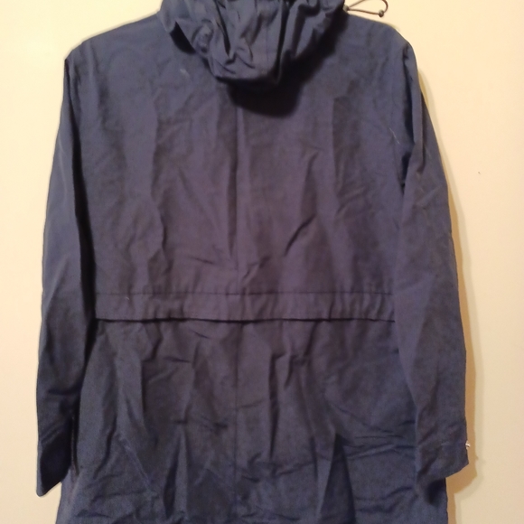 J Crew Womens Hooded Rain Jacket Coat XS Navy Blue Full Zip - Picture 3 of 8